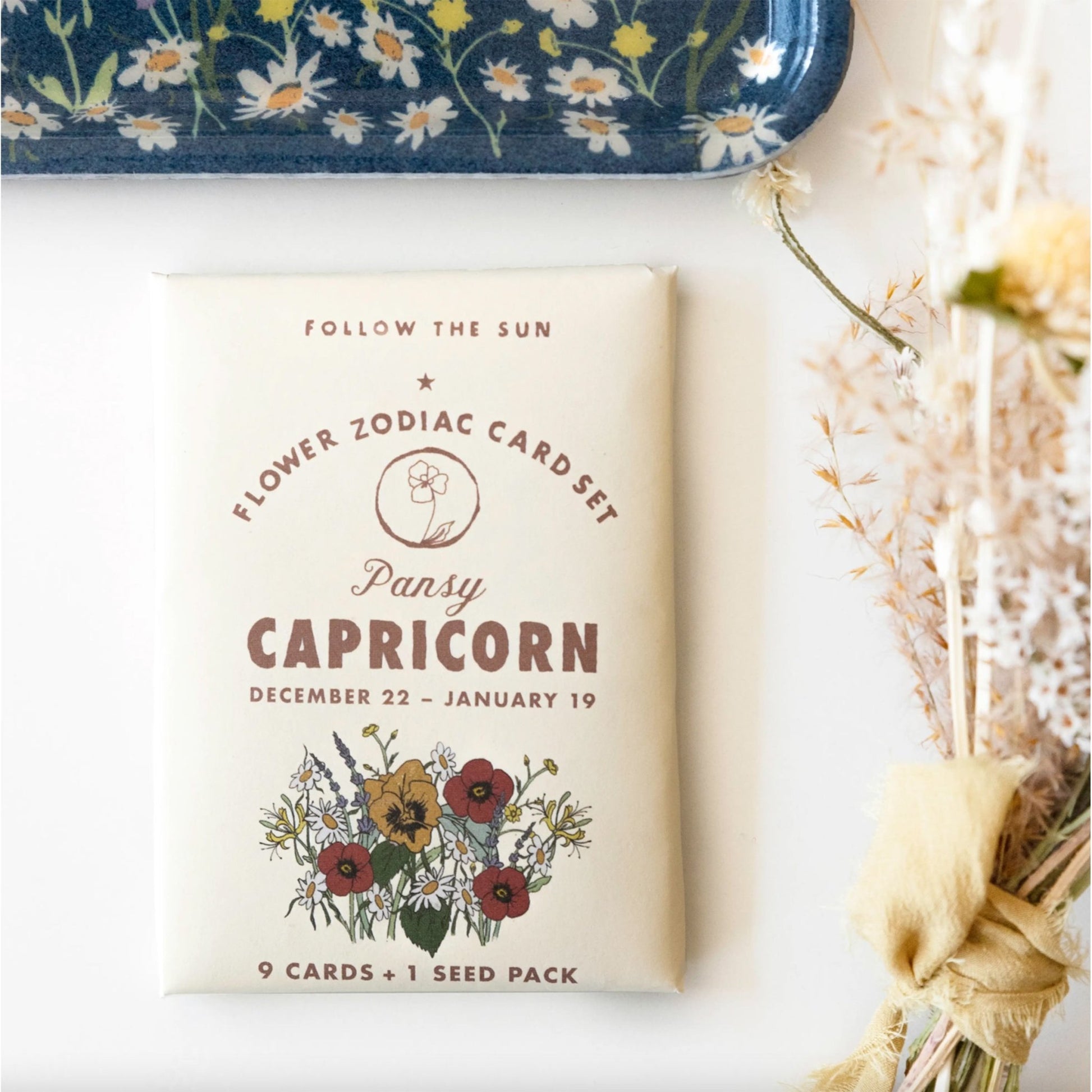 Flower Zodiac Sticker Card Set - Capricorn (Dec 22 - Jan 19) - Muse + Moonstone