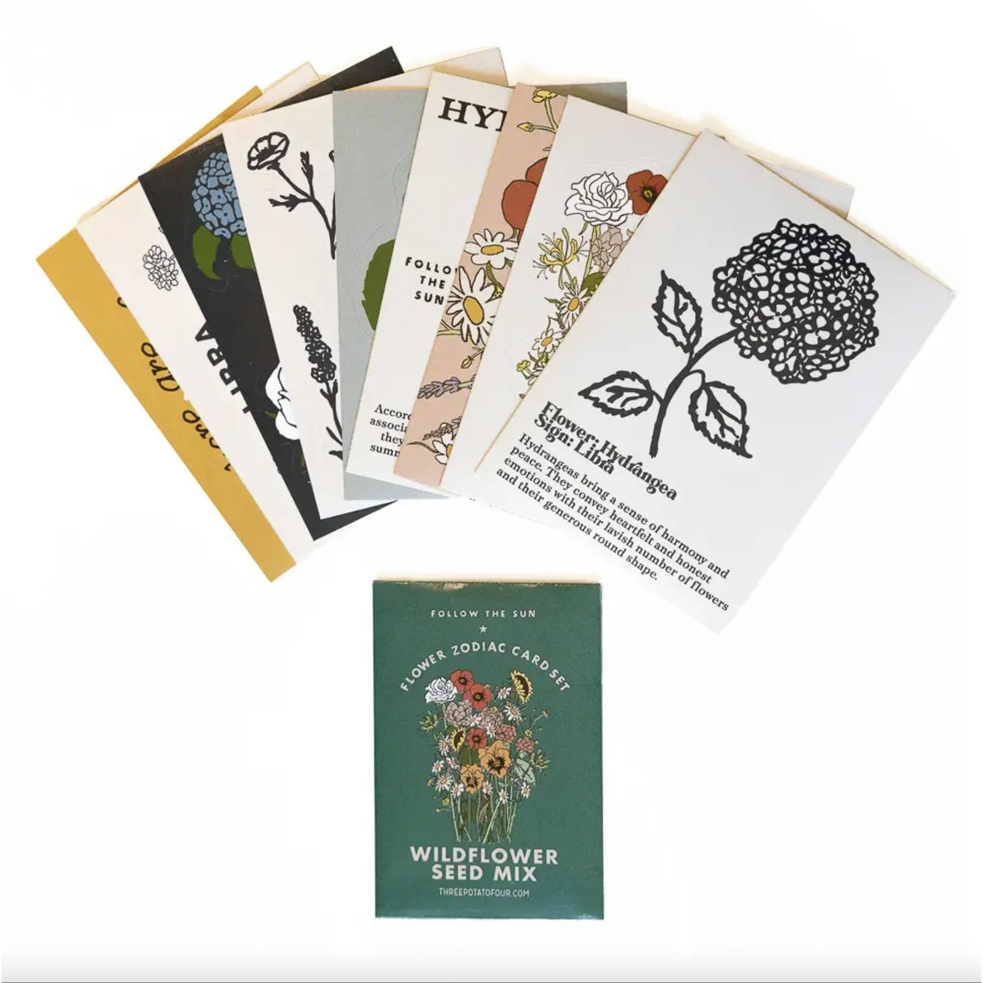 Flower Zodiac Sticker Card Set - Libra (Sept 23 - Oct 22) - Muse + Moonstone