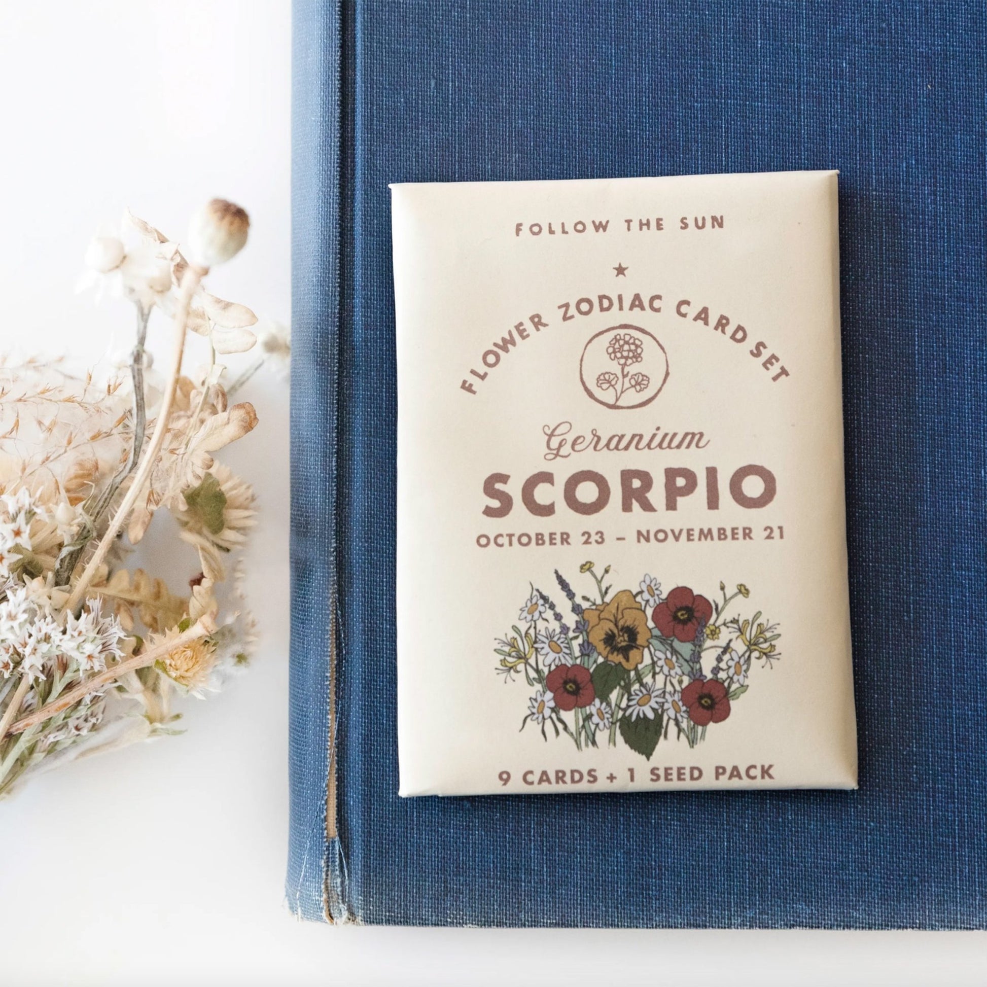Flower Zodiac Sticker Card Set - Scorpio (Oct 23 - Nov 21) - Muse + Moonstone