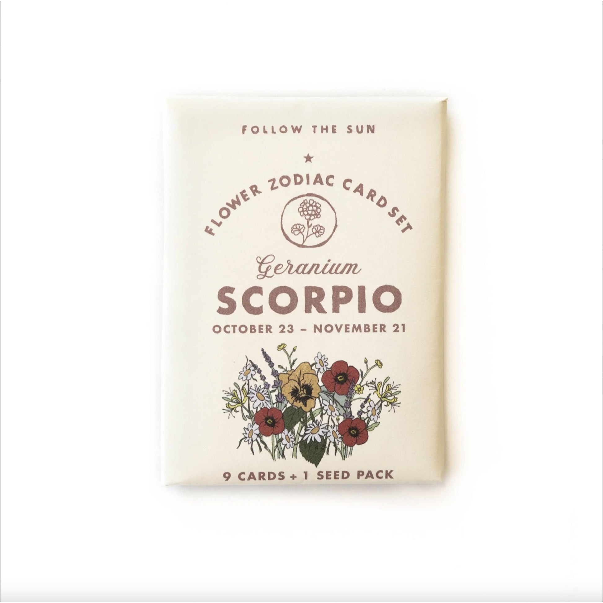 Flower Zodiac Sticker Card Set - Scorpio (Oct 23 - Nov 21) - Muse + Moonstone