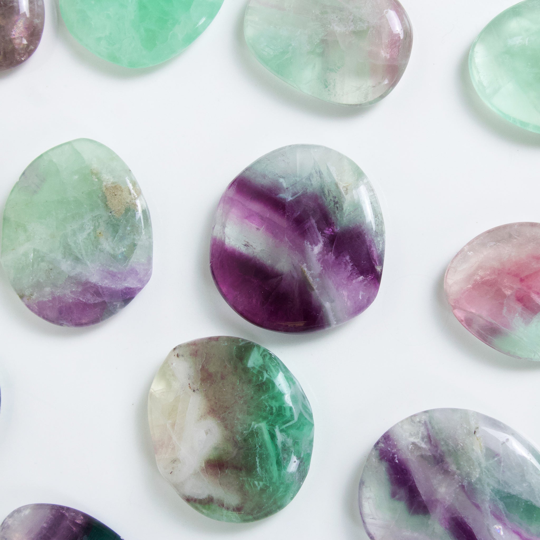 Mini Stones Fluorite - Mini Palm Stones | Muse + Moonstone Crystals