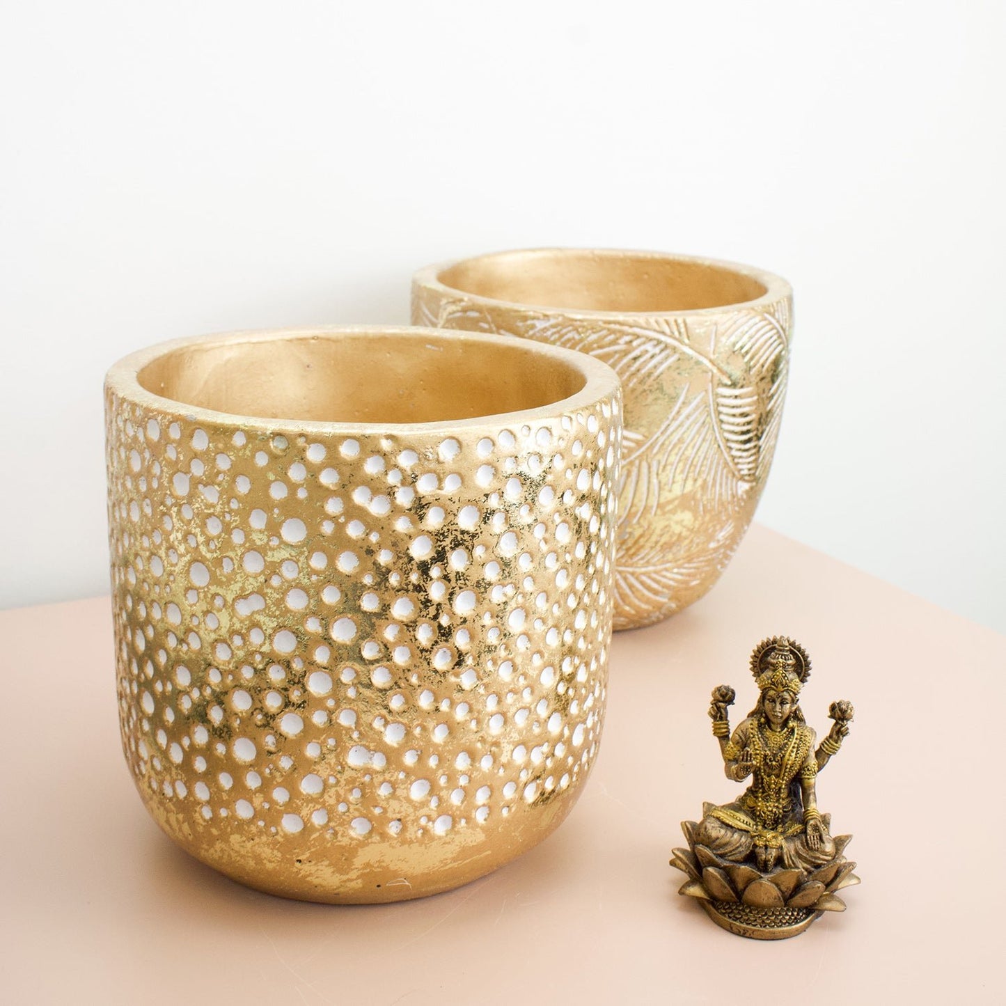 Golden Dots Ceramic Plant Pot - Muse + Moonstone