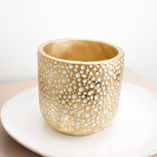 Golden Dots Ceramic Plant Pot - Muse + Moonstone