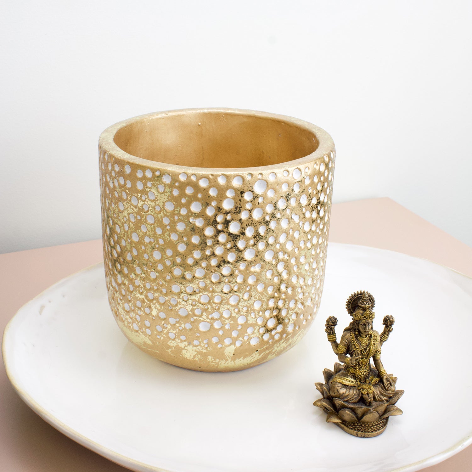 Golden Dots Ceramic Plant Pot - Muse + Moonstone