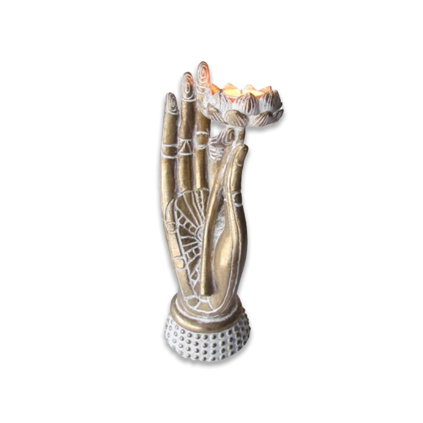 Hand of Vitarka Lotus Candle Holder - Muse + Moonstone