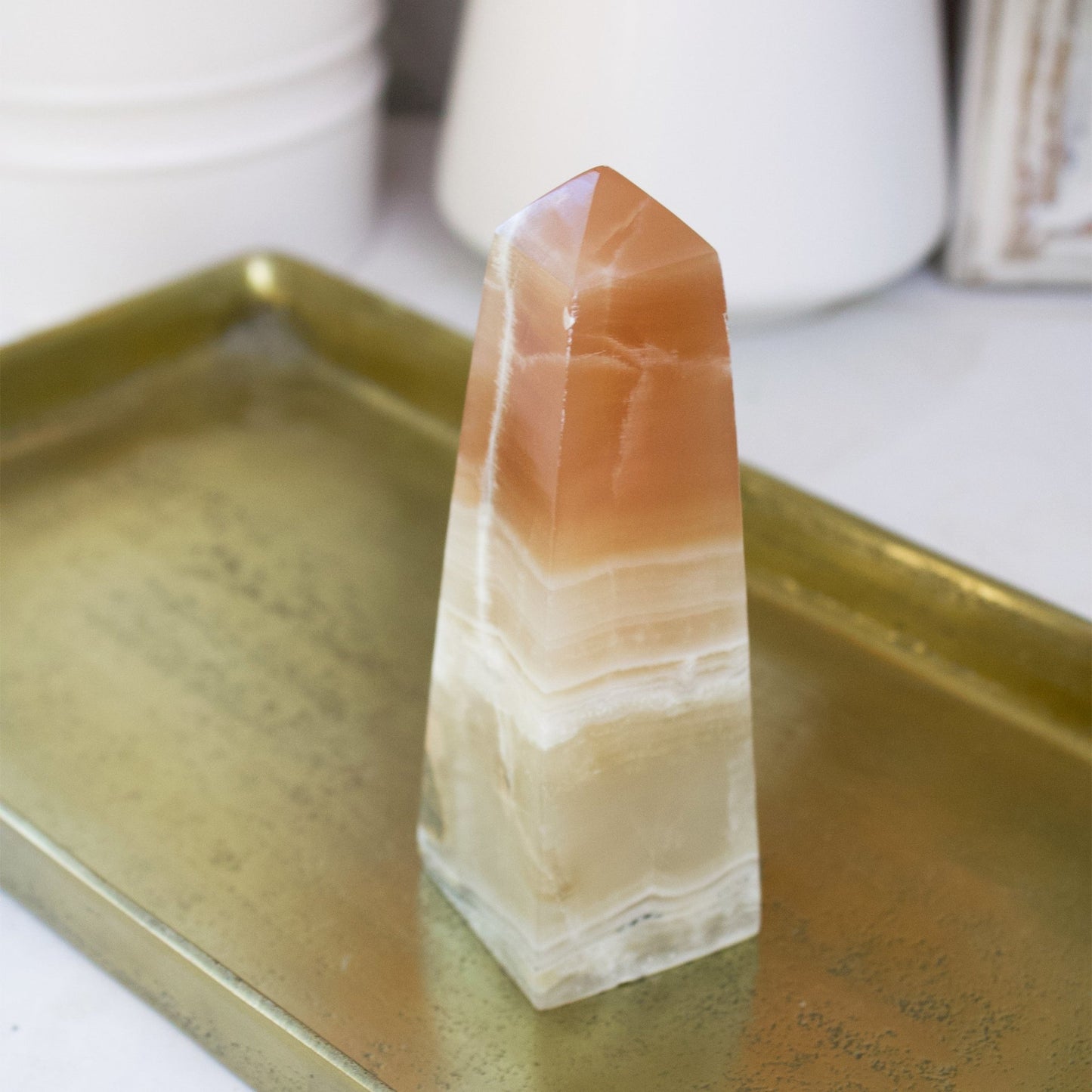 Honey Calcite - Unique Specimen Obelisk #1 - Muse + Moonstone