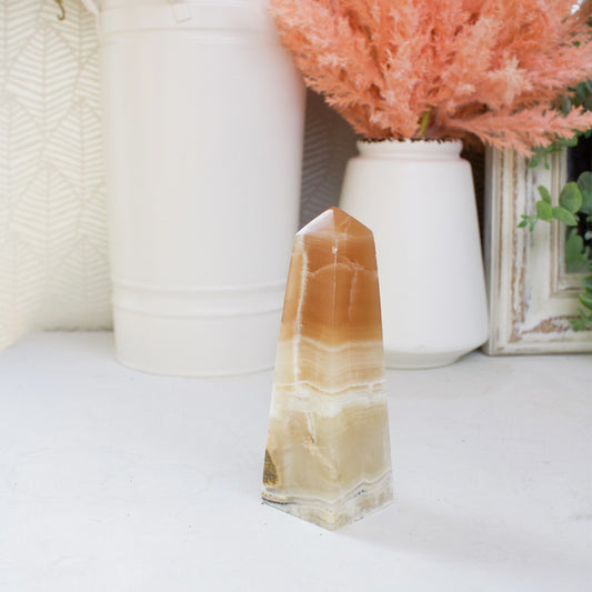 Honey Calcite - Unique Specimen Obelisk #1 - Muse + Moonstone