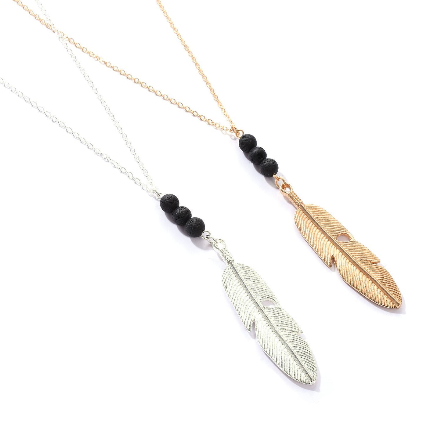 "Guided" Feather/Lava Stone Necklace | Love + Lark - Muse + Moonstone