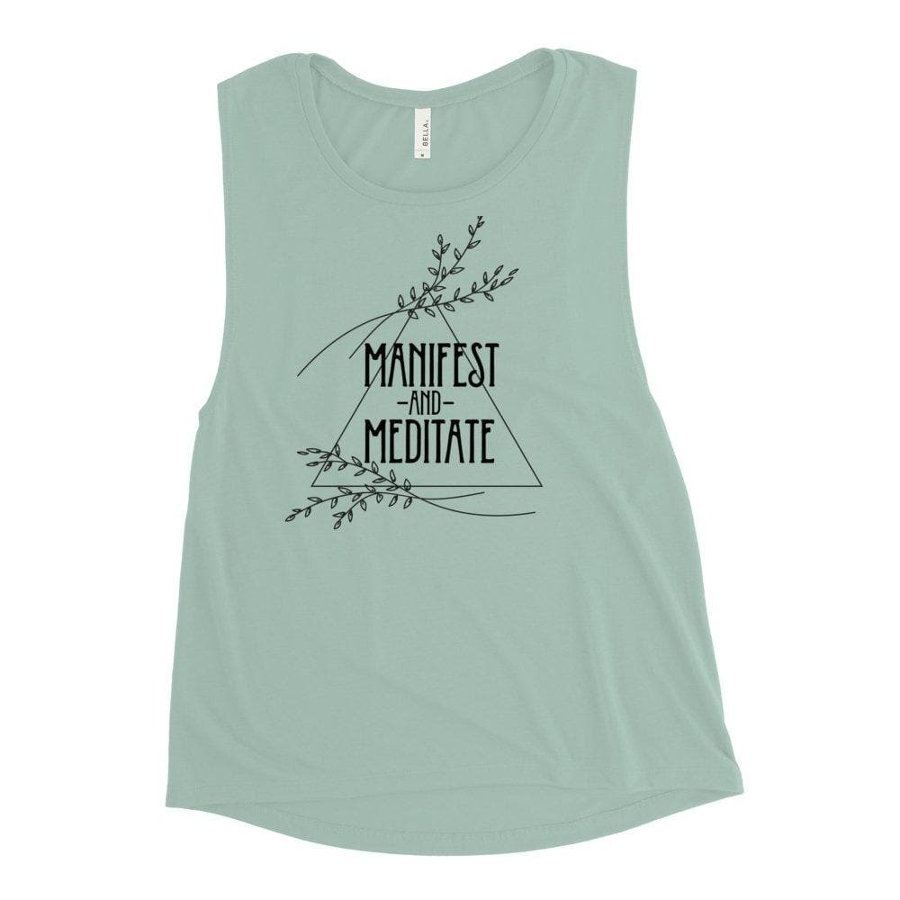 MANIFEST and MEDITATE | Graphic Muscle Tank | SpiritGypsy - Muse + Moonstone