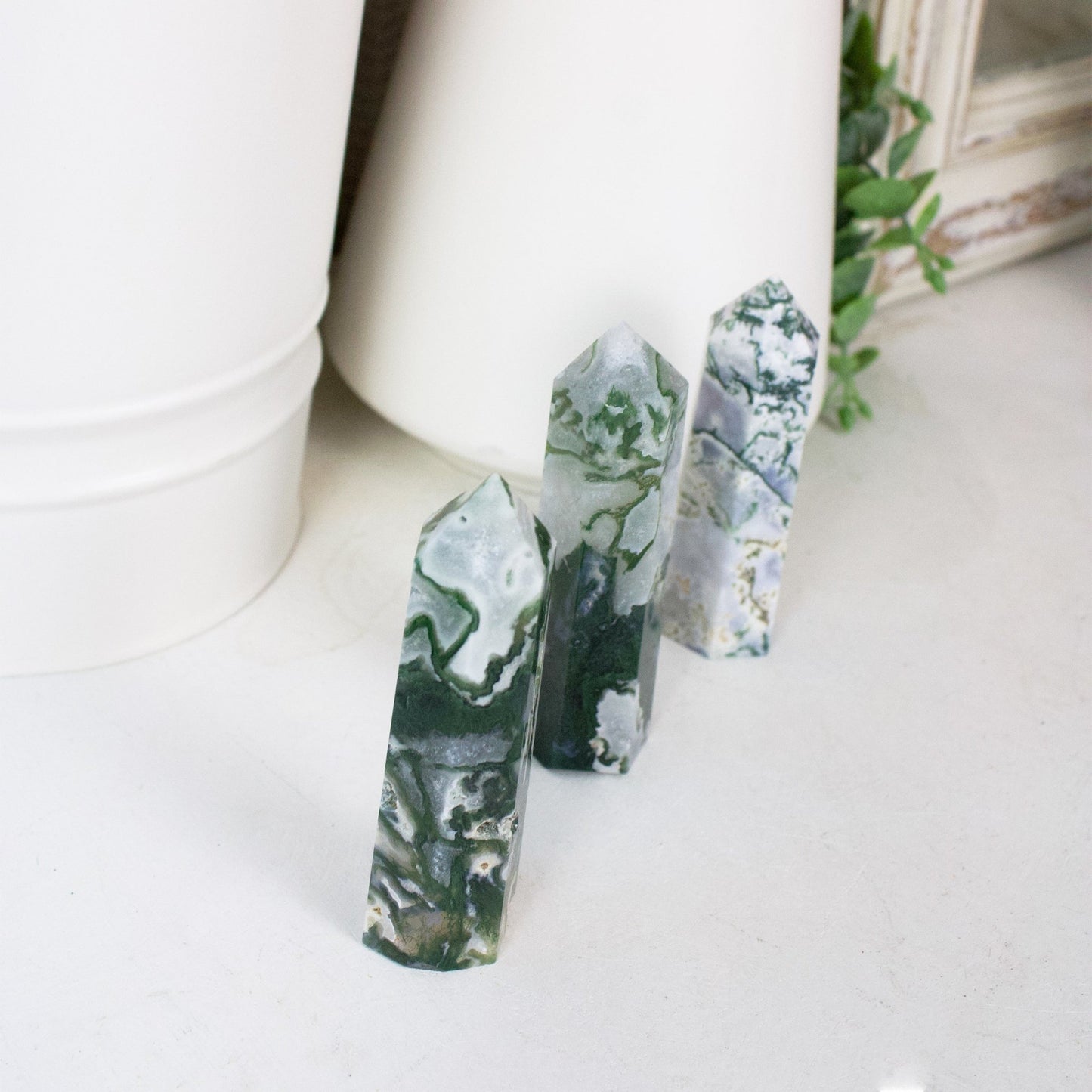 Moss Agate Generator - Polished Point - Muse + Moonstone