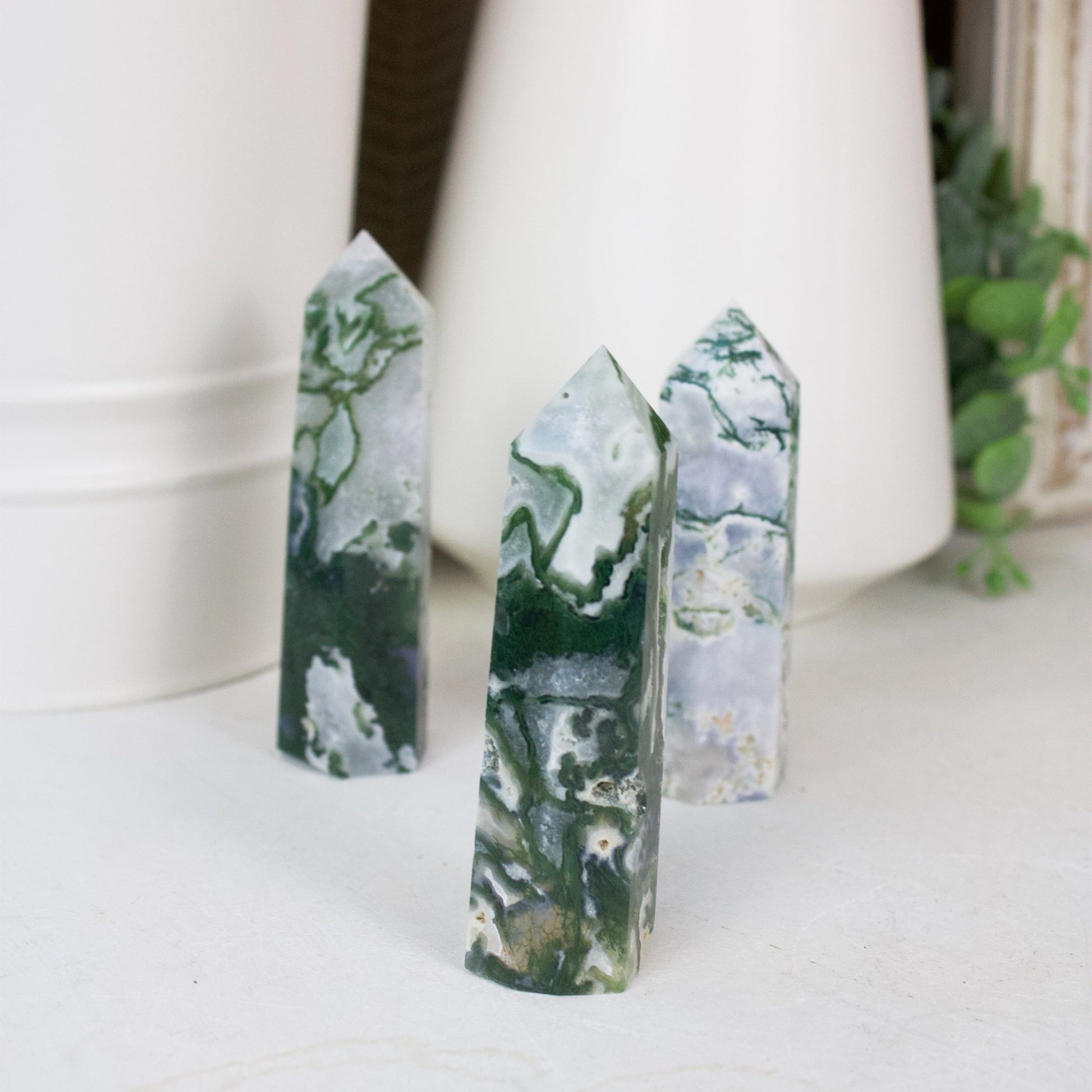 Moss Agate Generator - Polished Point - Muse + Moonstone