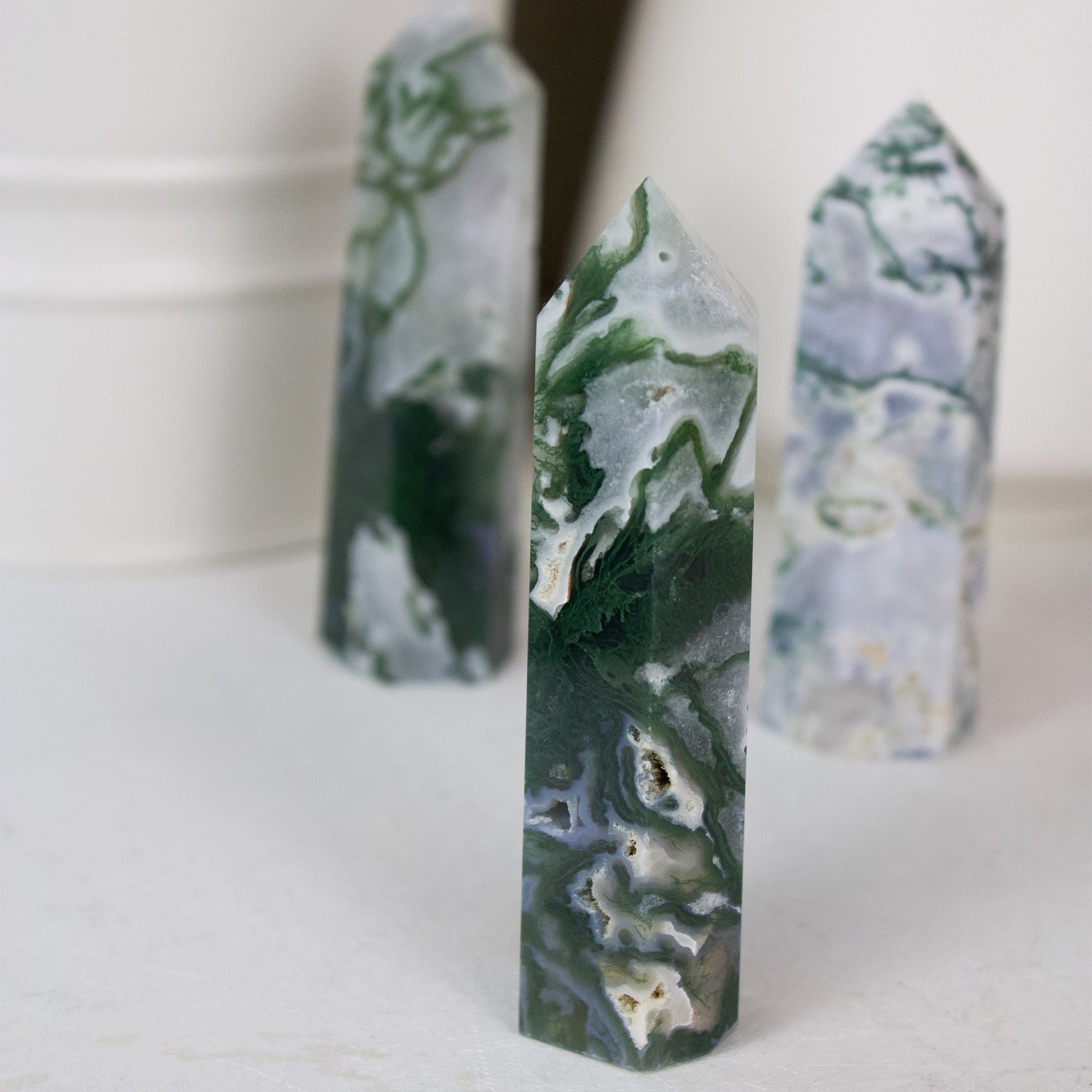 Moss Agate Generator - Polished Point - Muse + Moonstone