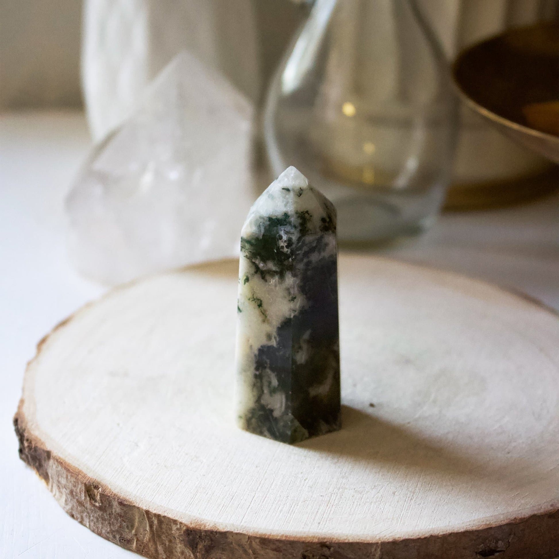 Moss Agate Generator - Polished Point - Muse + Moonstone