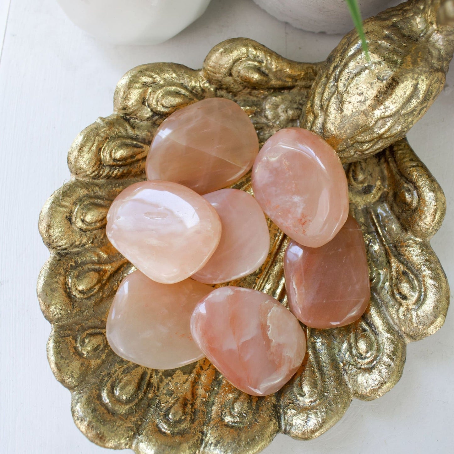 Peach Moonstone - Mini Palm Stones - Muse + Moonstone