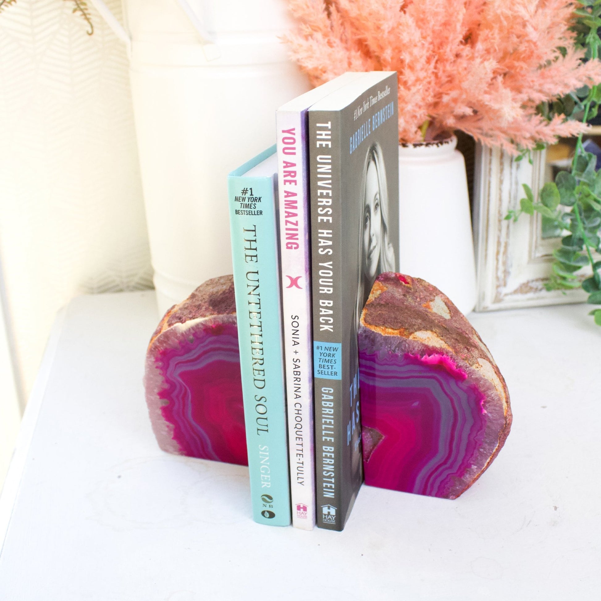 Pink Agate Geode - Bookends #1 - Muse + Moonstone