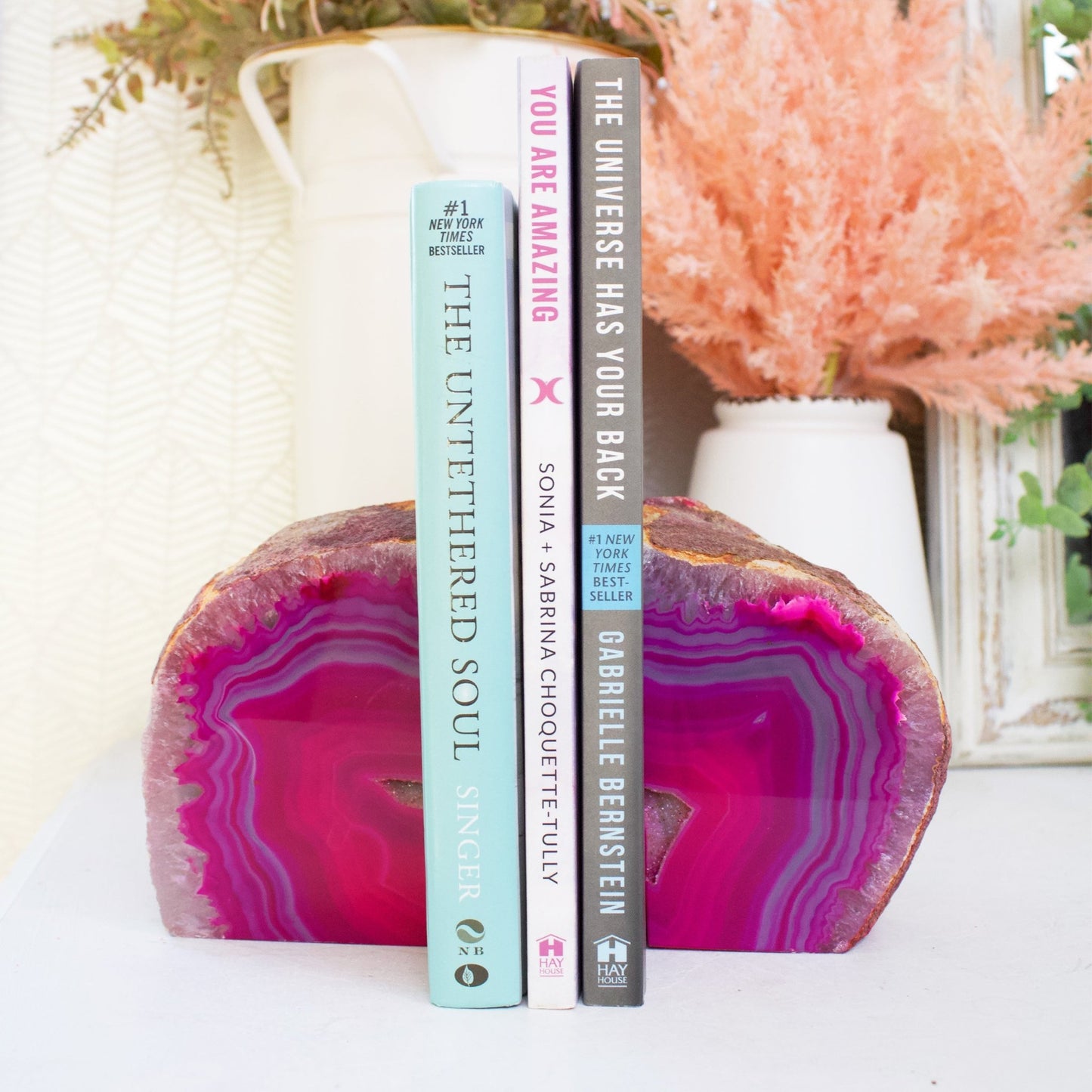 Pink Agate Geode - Bookends #1 - Muse + Moonstone