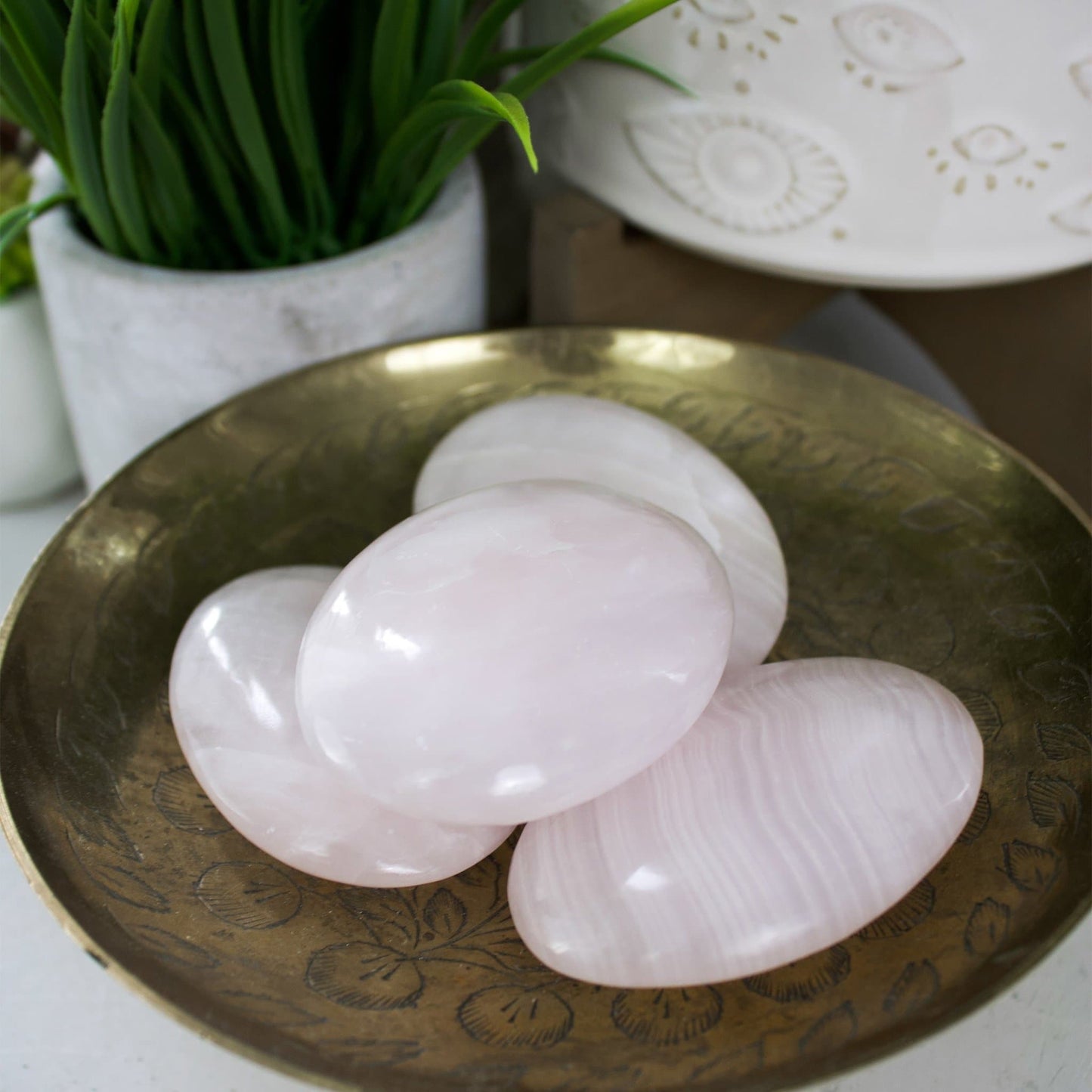 Pink Mangano Calcite - Palm Stone - Muse + Moonstone