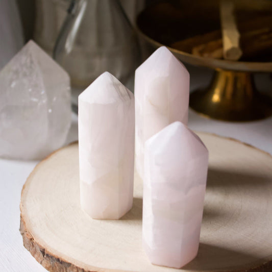 Pink Mangano Calcite - Polished Point - Muse + Moonstone