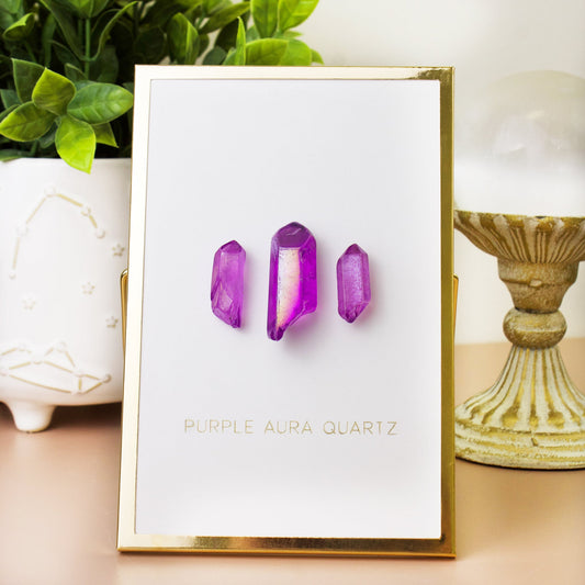 Purple Aura Quartz - Framed Crystal Decor - Muse + Moonstone