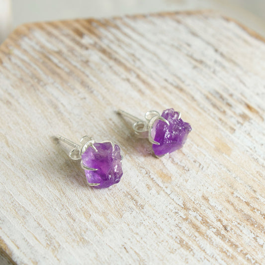 Raw Amethyst Stud Earrings | Love + Lark - Muse + Moonstone