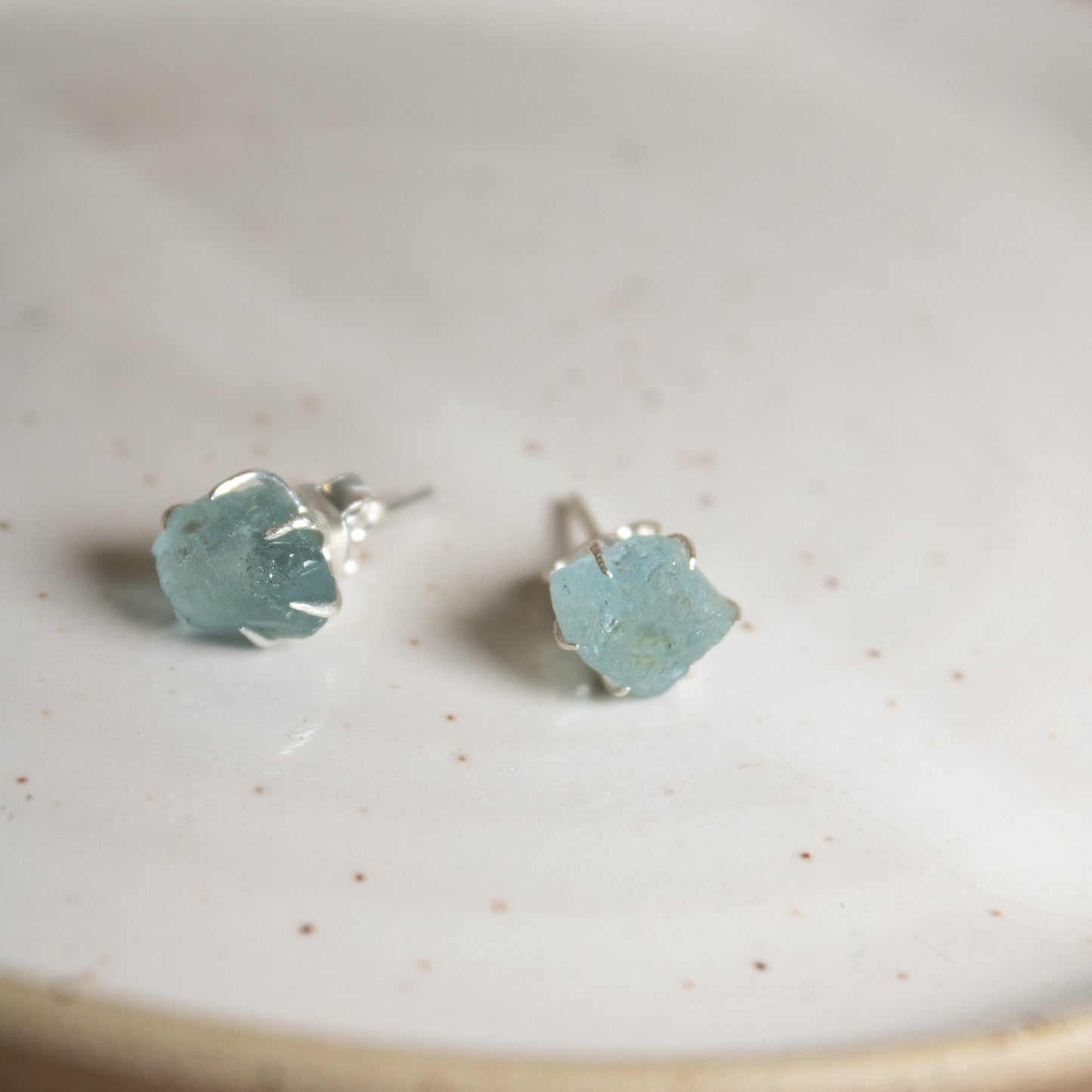 Raw Aquamarine Stud Earrings | Love + Lark - Muse + Moonstone