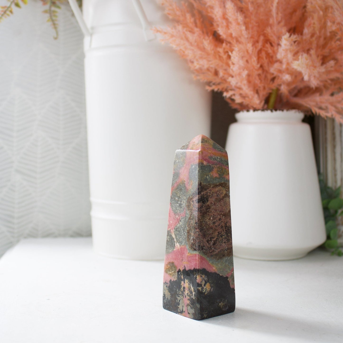 Rhodonite - Obelisk - Unique Specimen #3 - Muse + Moonstone