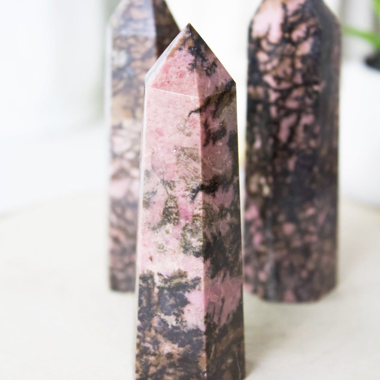 Rhodonite - Polished Point Generator - Muse + Moonstone