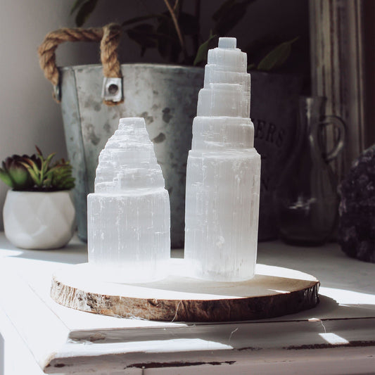 Selenite Tower - Muse + Moonstone