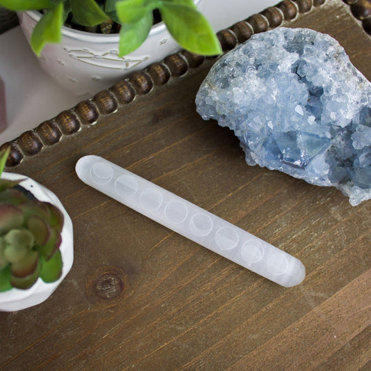 Selenite - Wand - Moon Phases - Muse + Moonstone