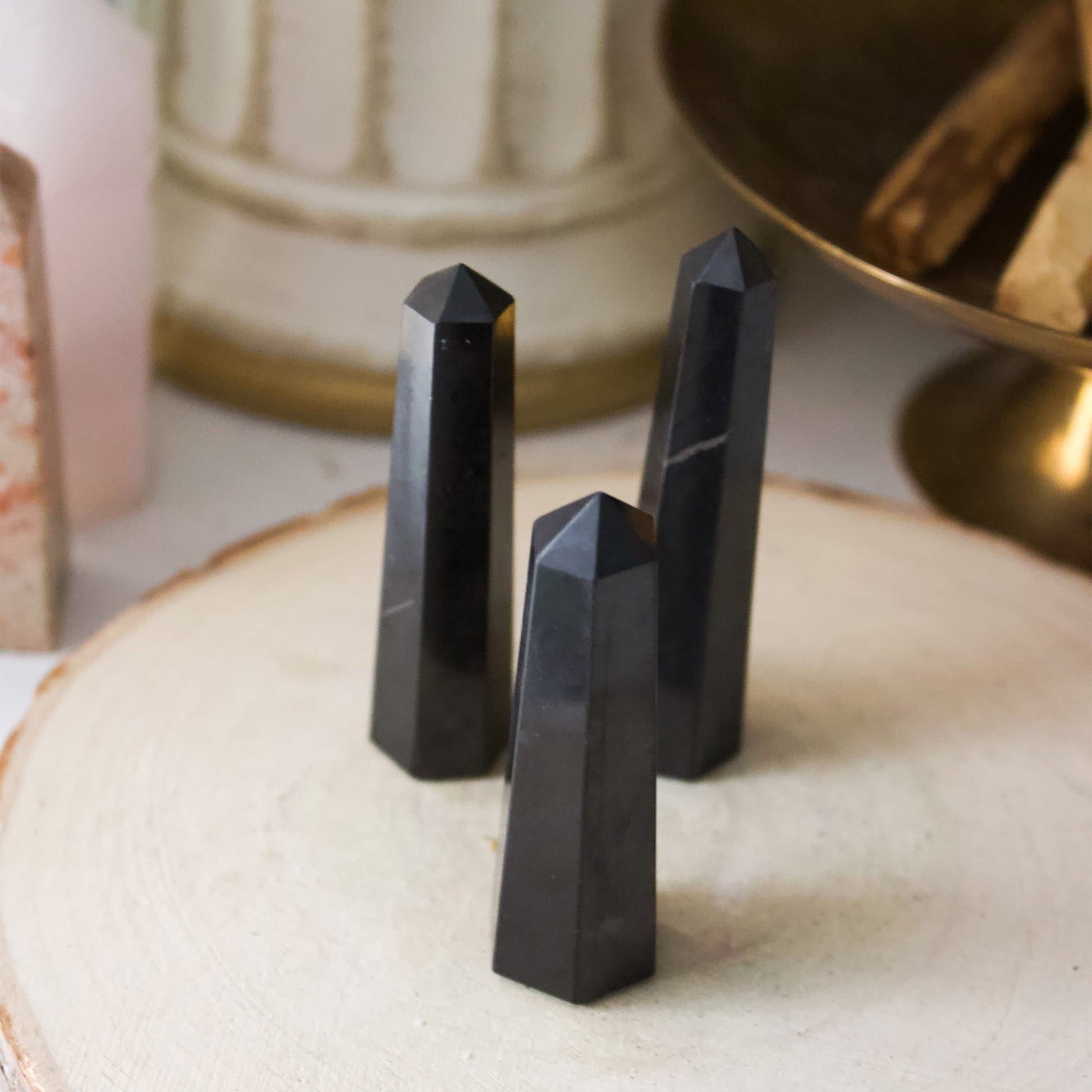 Shungite - Polished Point - Muse + Moonstone