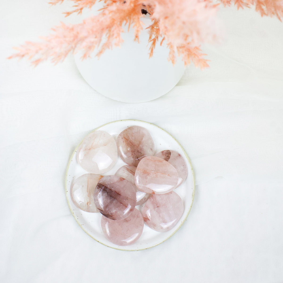 Mini Stones Strawberry Quartz - Mini Palm Stones - Muse + Moonstone – Muse + Moonstone