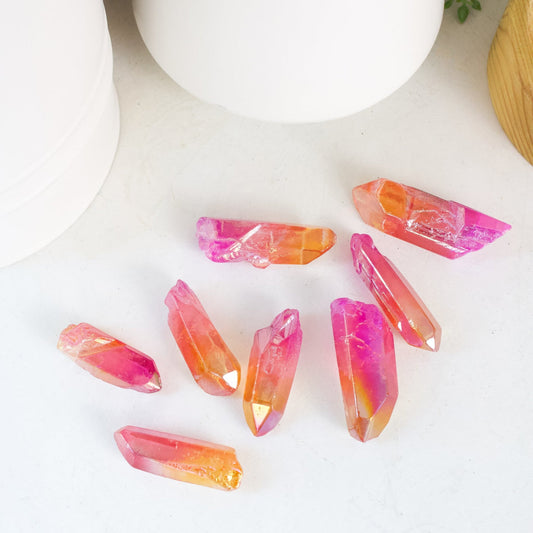 Sunrise Aura Quartz - Crystal Points - Muse + Moonstone