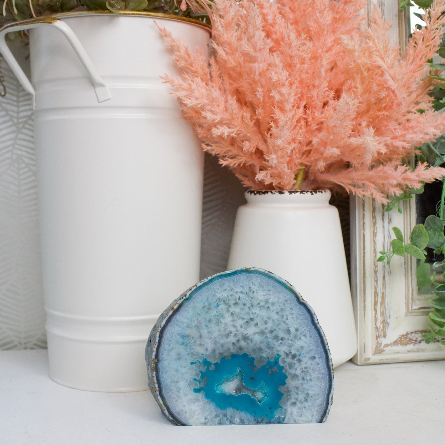 Teal Agate Geode - Polished Stand-up Decorator #2 - Muse + Moonstone
