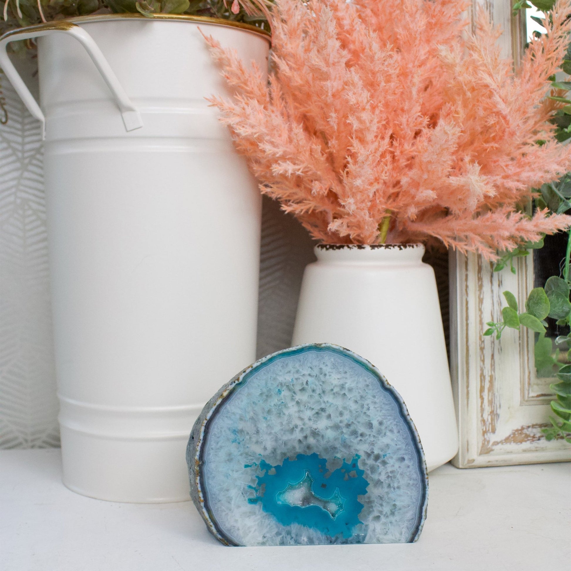 Teal Agate Geode - Polished Stand-up Decorator #2 - Muse + Moonstone