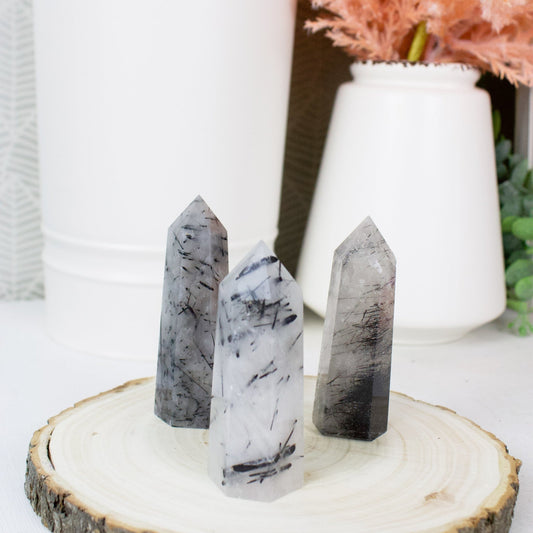 Tourmalinated Quartz - Polished Point - Muse + Moonstone