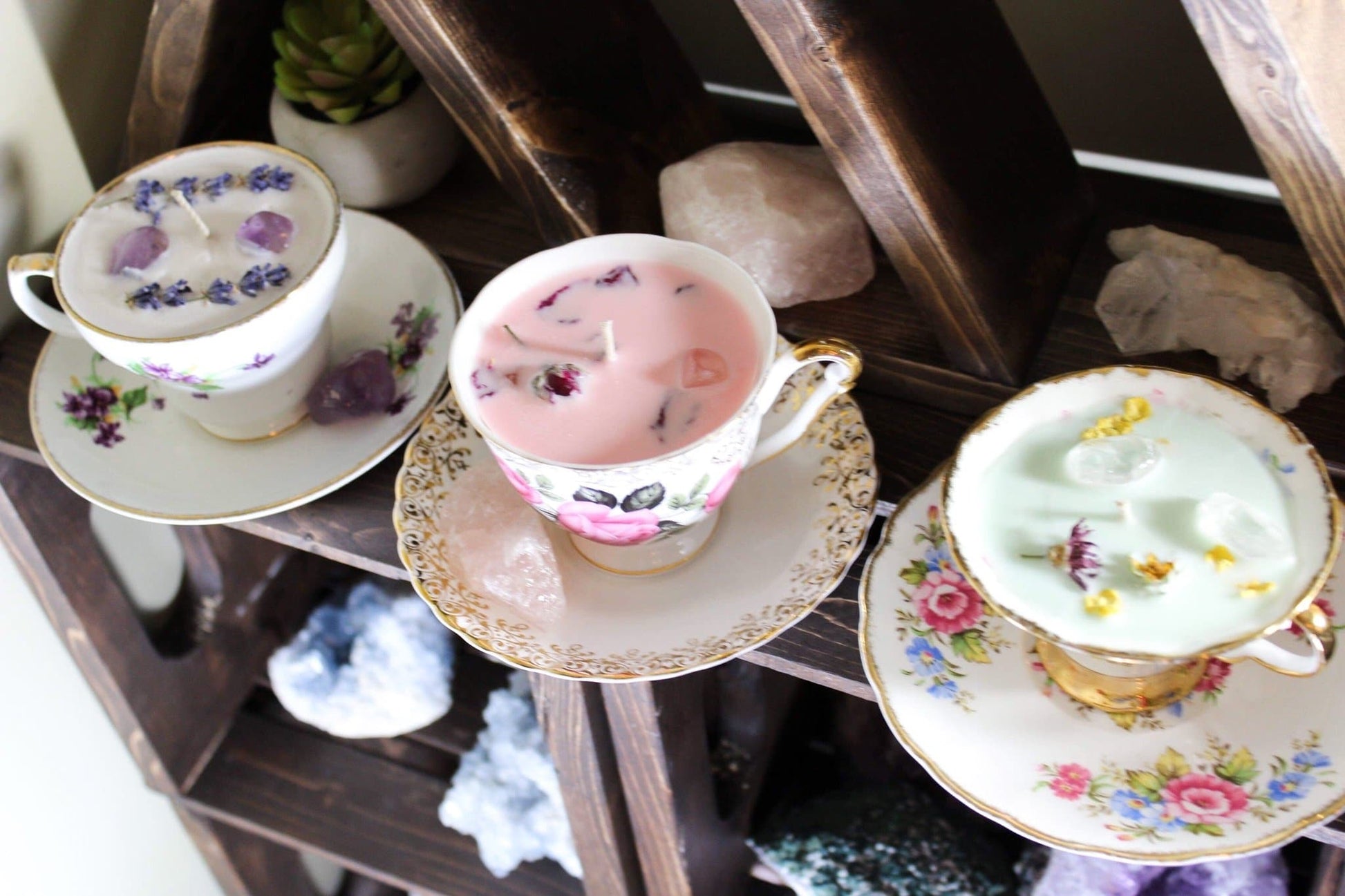 Wildflower Teacup Crystal Candle - Happiness - Muse + Moonstone