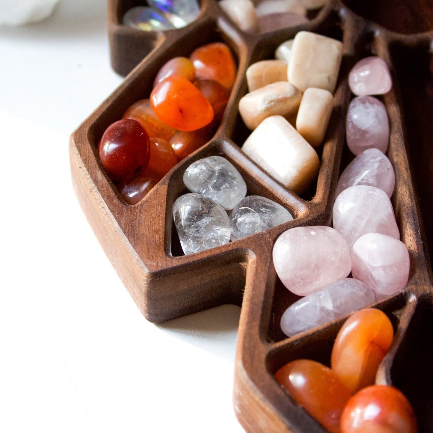 Wooden Crystal Dish | Hand-Carved - Muse + Moonstone