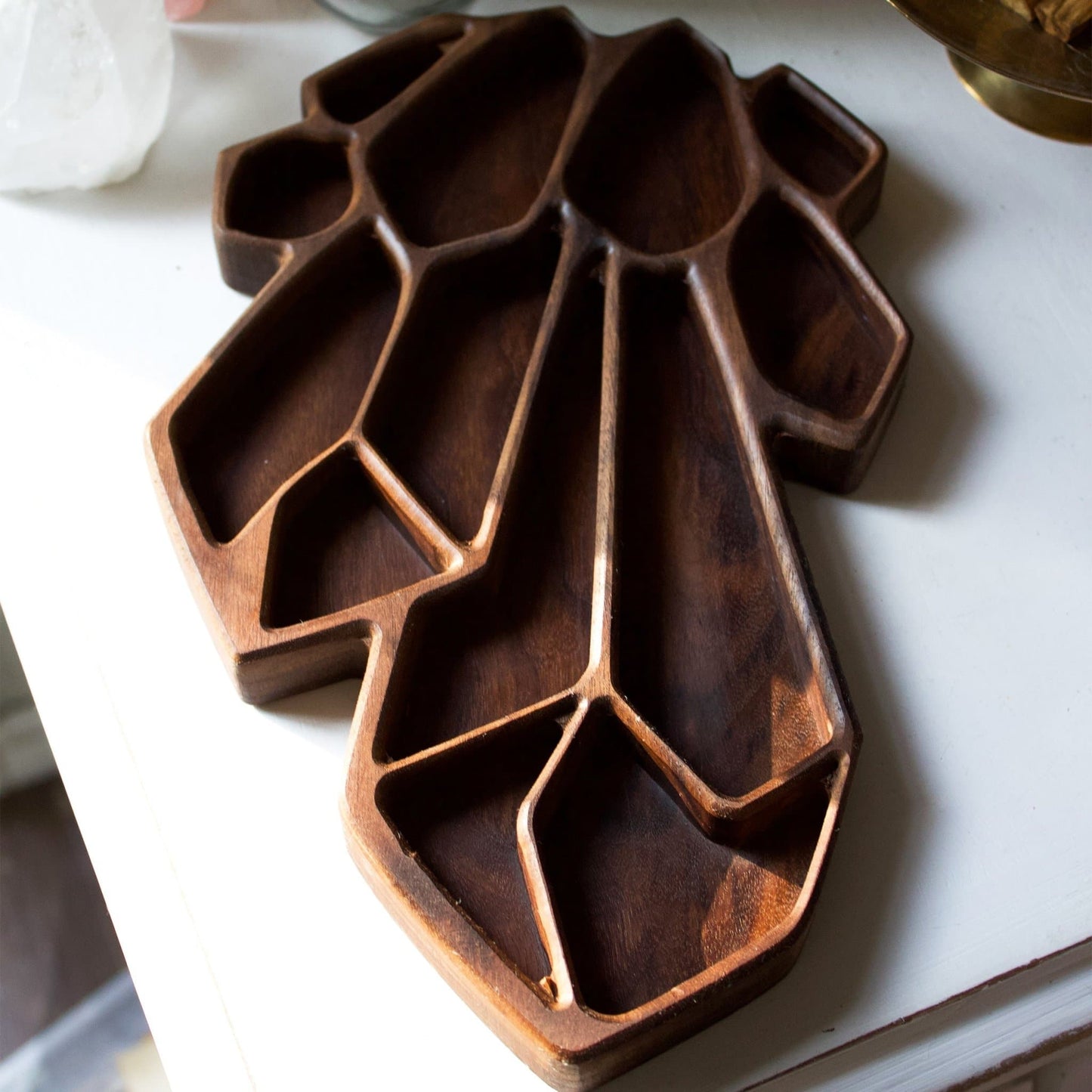 Wooden Crystal Dish | Hand-Carved - Muse + Moonstone