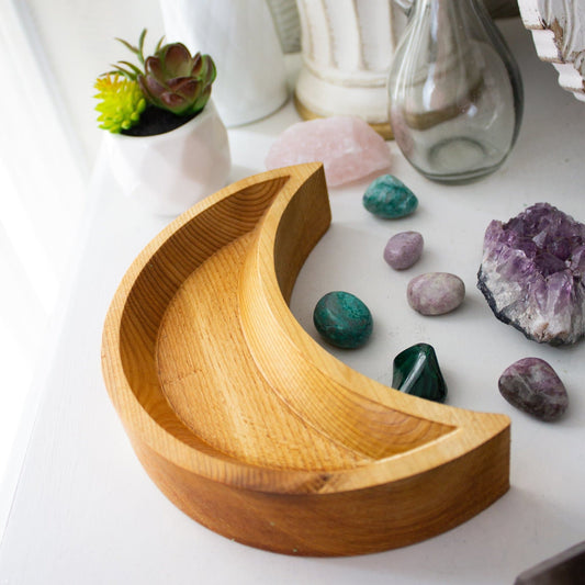 Wooden Moon Dish | Hand-Carved Cedar - Muse + Moonstone